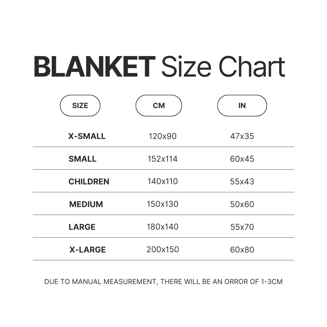 Blanket Size Chart - AFI Band Merch