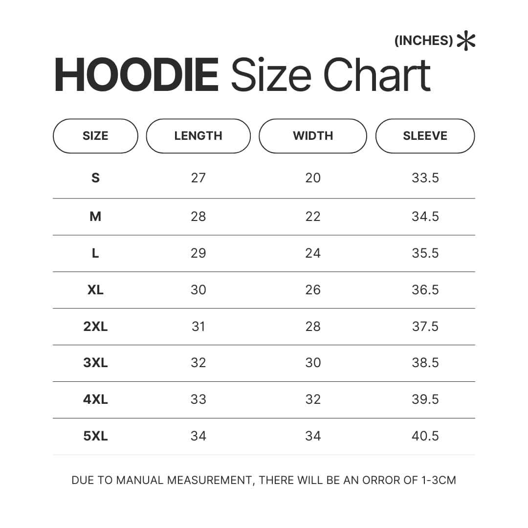 Hoodie Size Chart - AFI Band Merch