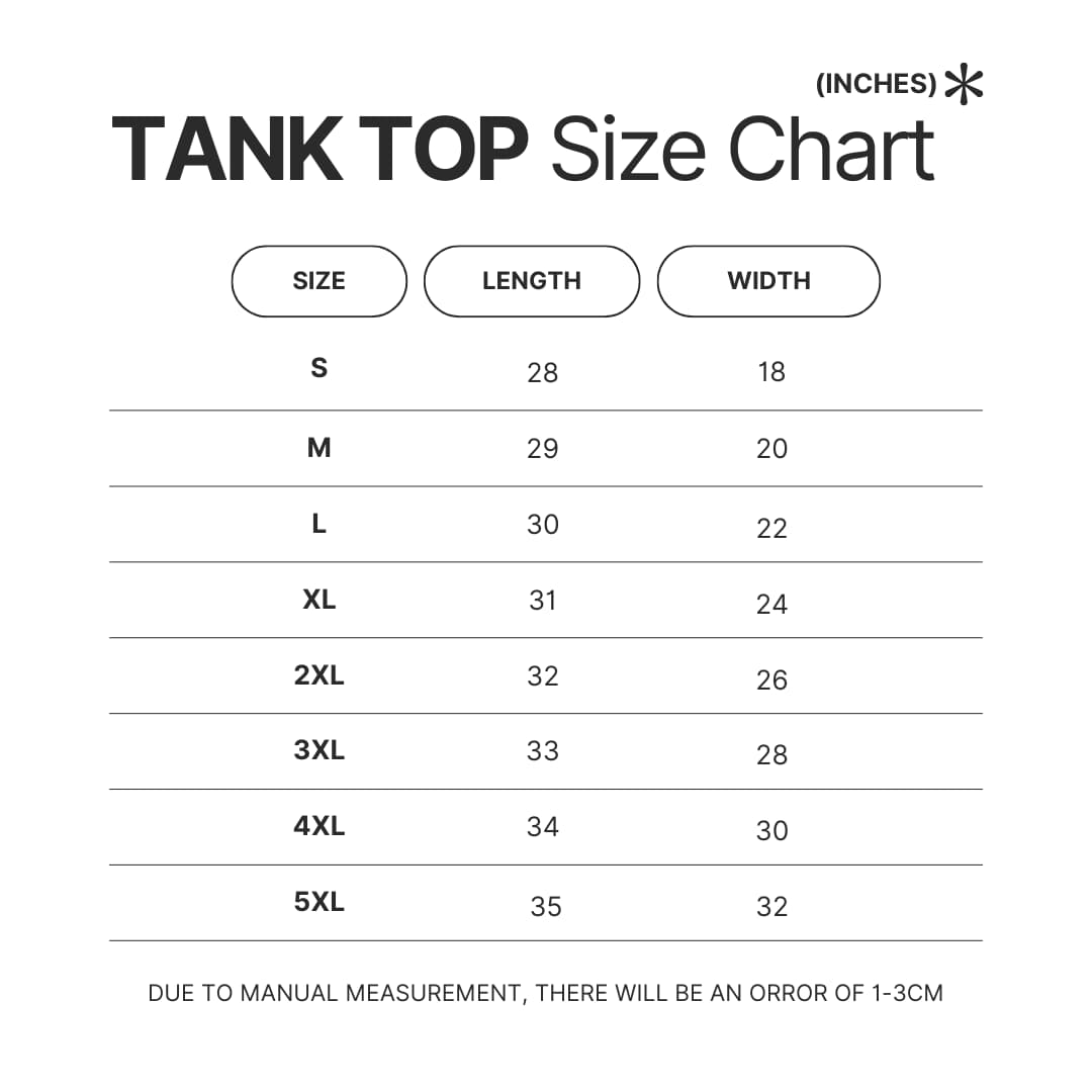 Tank Top Size Chart - AFI Band Merch