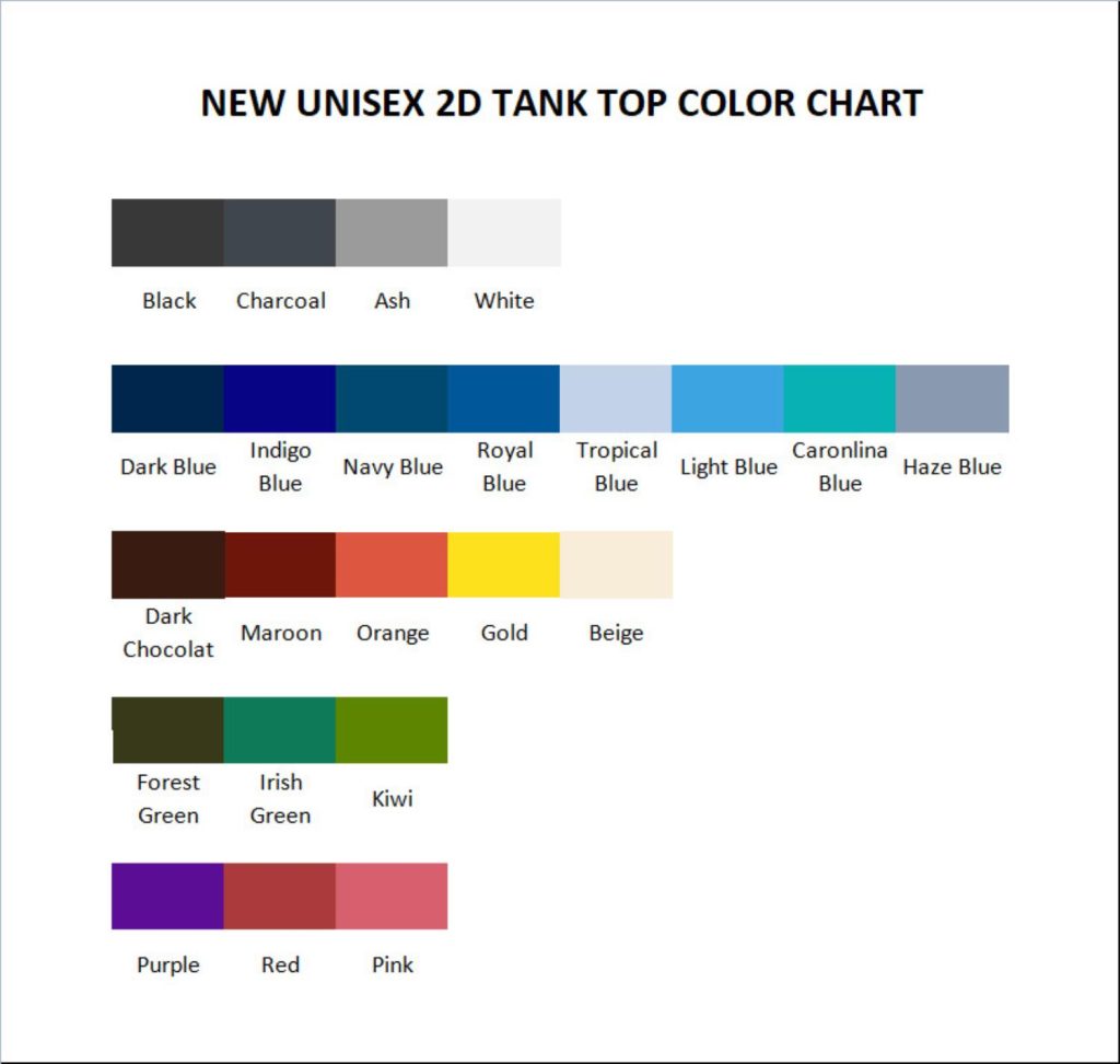 tank top color chart - AFI Band Merch